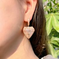 1 Pair Glam Geometric Water Droplets Plating Inlay Copper Zircon Rose Gold Plated Rhodium Plated Drop Earrings main image 6