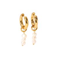 1 Pair IG Style Sweet Flower Pearl Plating 201 Stainless Steel 18K Gold Plated Drop Earrings main image 3
