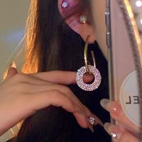 1 Pair Simple Style Circle Plating Inlay Alloy Rhinestones Gold Plated Drop Earrings main image 2
