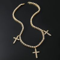 Hip-hop Cross Zinc Alloy Inlay Rhinestones Men's Pendant Necklace main image 1