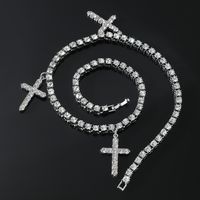 Hip-hop Cross Zinc Alloy Inlay Rhinestones Men's Pendant Necklace main image 4