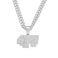 Hip Hop Letra Aleación Embutido Diamantes De Imitación Hombres Collar Colgante sku image 4