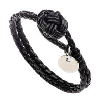 Casual Vintage Style Geometric Solid Color Stainless Steel Pu Leather Braid Unisex Bracelets main image 1