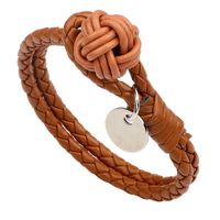 Casual Vintage Style Geometric Solid Color Stainless Steel Pu Leather Braid Unisex Bracelets main image 3