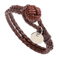 Casual Vintage Style Geometric Solid Color Stainless Steel Pu Leather Braid Unisex Bracelets main image 4