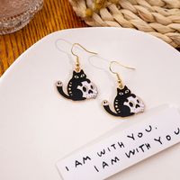 Wholesale Jewelry Classic Style Cat Alloy Enamel Earrings sku image 3