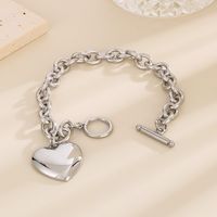 Stainless Steel 18K Gold Plated Simple Style Chain Heart Shape Bracelets Necklace main image 2