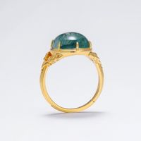 Luxurious Geometric Sterling Silver Plating Moss Agate 10k Gold Plated Open Rings main image 3