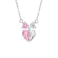 Sweet Heart Shape Bow Knot Sterling Silver Plating Inlay Zircon Pendant Necklace sku image 1