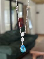 Sweet Water Droplets Sterling Silver Plating Inlay Artificial Gemstones Pendant Necklace sku image 1