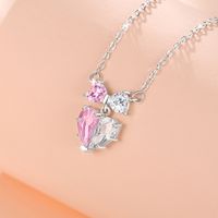 Sweet Heart Shape Bow Knot Sterling Silver Plating Inlay Zircon Pendant Necklace main image 2