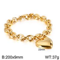 Stainless Steel 18K Gold Plated Simple Style Chain Heart Shape Bracelets Necklace sku image 6