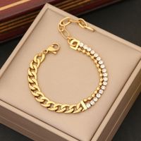 Luxurious Flower Stainless Steel 18K Gold Plated Zircon Bracelets In Bulk main image 7