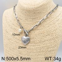 Stainless Steel 18K Gold Plated Simple Style Chain Heart Shape Bracelets Necklace sku image 11