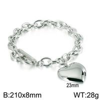 Stainless Steel 18K Gold Plated Simple Style Chain Heart Shape Bracelets Necklace sku image 1