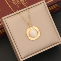 Stainless Steel 18K Gold Plated Commute Plating Inlay Round Opal Pendant Necklace sku image 3