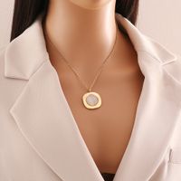 Stainless Steel 18K Gold Plated Commute Plating Inlay Round Opal Pendant Necklace main image 6