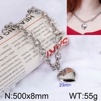 Stainless Steel 18K Gold Plated Simple Style Chain Heart Shape Bracelets Necklace sku image 3
