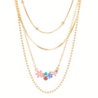 Ig Style Simple Style Flower 14k Gold Plated Alloy Wholesale Layered Necklaces sku image 1