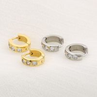 1 Pair Luxurious Solid Color Plating Inlay Stainless Steel Zircon 18K Gold Plated Earrings main image 7