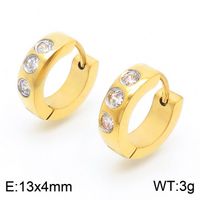 1 Pair Luxurious Solid Color Plating Inlay Stainless Steel Zircon 18K Gold Plated Earrings sku image 7