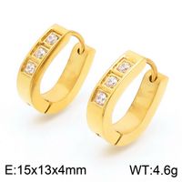 1 Pair Luxurious Solid Color Plating Inlay Stainless Steel Zircon 18K Gold Plated Earrings sku image 8