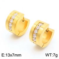 1 Pair Luxurious Solid Color Plating Inlay Stainless Steel Zircon 18K Gold Plated Earrings sku image 13