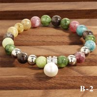 Bohemio Irregular Geométrico Ronda Piedras Preciosas Artificiales Perlas De Agua Dulce Con Cuentas Hecho A Mano Enchapado Circón Chapado En Oro De 18 Quilates. Mujeres Pulsera main image 9