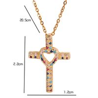 Cool Style Shiny Cross Heart Shape Copper Plating Hollow Out Inlay Zircon Pendant Necklace main image 2