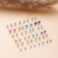 1 Pair Ig Style Lady Round Inlay Alloy Zircon Ear Studs Cartilage Earrings main image 1