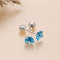 1 Pair Ig Style Lady Round Inlay Alloy Zircon Ear Studs Cartilage Earrings main image 2