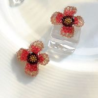 1 Pair Elegant Sweet Flower Artificial Crystal Ear Studs sku image 3