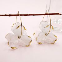 1 Pair Simple Style Commute Flower Plating 304 Stainless Steel Arylic Natural Stone Crystal Beads Gold Plated Drop Earrings main image 3