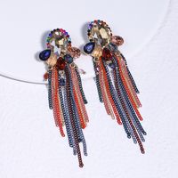 1 Paire Dame Gland Incruster Alliage Strass Boucles D'oreilles main image 5