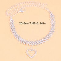 Vacation Heart Shape Silver Plated Rhinestones Alloy Wholesale Anklet main image 4