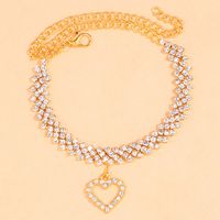 Vacation Heart Shape Silver Plated Rhinestones Alloy Wholesale Anklet sku image 1