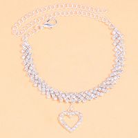 Vacation Heart Shape Silver Plated Rhinestones Alloy Wholesale Anklet sku image 2