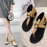 Women's Casual Solid Color T-strap Thong Sandals main image 1