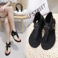 Women's Casual Solid Color T-strap Thong Sandals main image 5