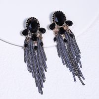 1 Paire Dame Gland Incruster Alliage Strass Boucles D'oreilles main image 3
