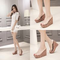 Women's Sexy Solid Color Leopard Open Toe Wedge Sandals main image 1