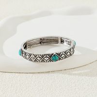 Casual Round Alloy Inlay Turquoise Women's Bangle main image 2
