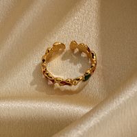 Vintage-stil Geometrisch Kupfer Irregulär Emaille Überzug 18 Karat Vergoldet Offener Ring main image 6