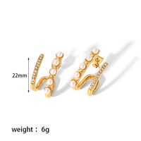 1 Pair Simple Style Solid Color Inlay 304 Stainless Steel Artificial Pearls Zircon Earrings main image 2