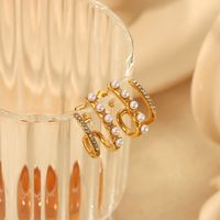 1 Pair Simple Style Solid Color Inlay 304 Stainless Steel Artificial Pearls Zircon Earrings main image 4