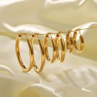 1 Pair Vintage Style Simple Style Solid Color Plating Stainless Steel 18K Gold Plated Hoop Earrings main image 1