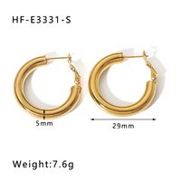 1 Pair Vintage Style Simple Style Solid Color Plating Stainless Steel 18K Gold Plated Hoop Earrings sku image 1