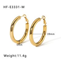 1 Pair Vintage Style Simple Style Solid Color Plating Stainless Steel 18K Gold Plated Hoop Earrings sku image 2