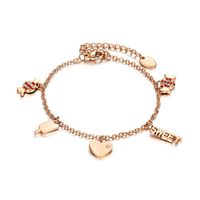 Sweet Candy Stainless Steel Polishing Plating Inlay Zircon Rose Gold Plated Bracelets sku image 1