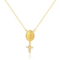 Casual Simple Style Cross Water Droplets Copper Plating Inlay Zircon Gold Plated Pendant Necklace main image 4